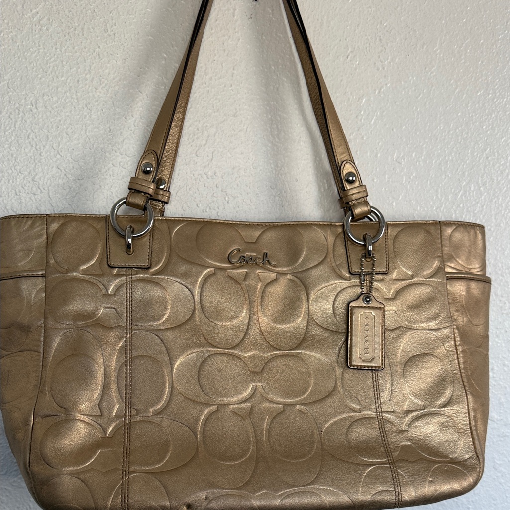 Coach Metallic Gold Signature Tote